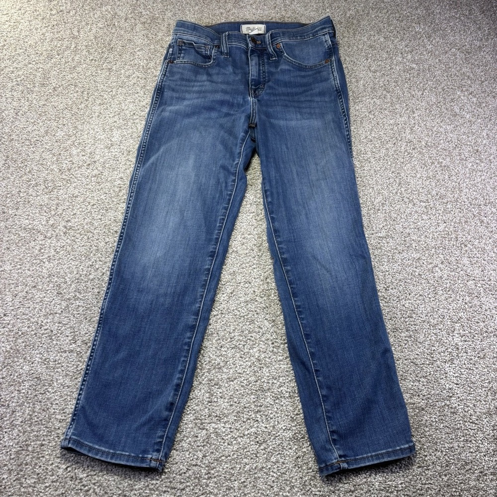 Madewell Mid Rise Stovepipe Jeans Womens 27 Blue Medium Wash Straight Denim